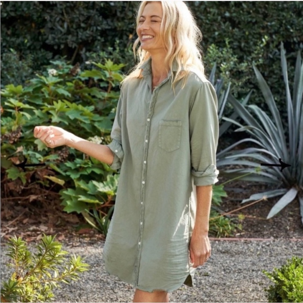 Frank & Eileen Mary Famous Denim Classic Shirt Dress Sage Green Size Small
